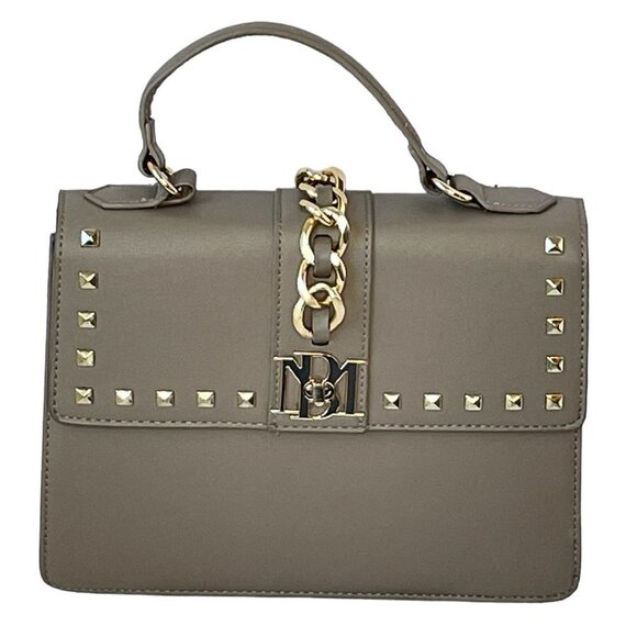 Badgley Mischka Sachel Purse Faux Leather with Gold Tone Embellishments - Picture 1 of 11